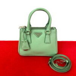 PRADA Galleria bag triangle logo Saffiano leather green handbag shoulder